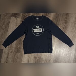 Levis Shirt Mens XL Navy Waffle Knit Thermal Logo Long Sleeve